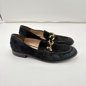 Stuart Weitzman Owen Buckle Black Suede Loafers Womens Size 10.5 Business Office